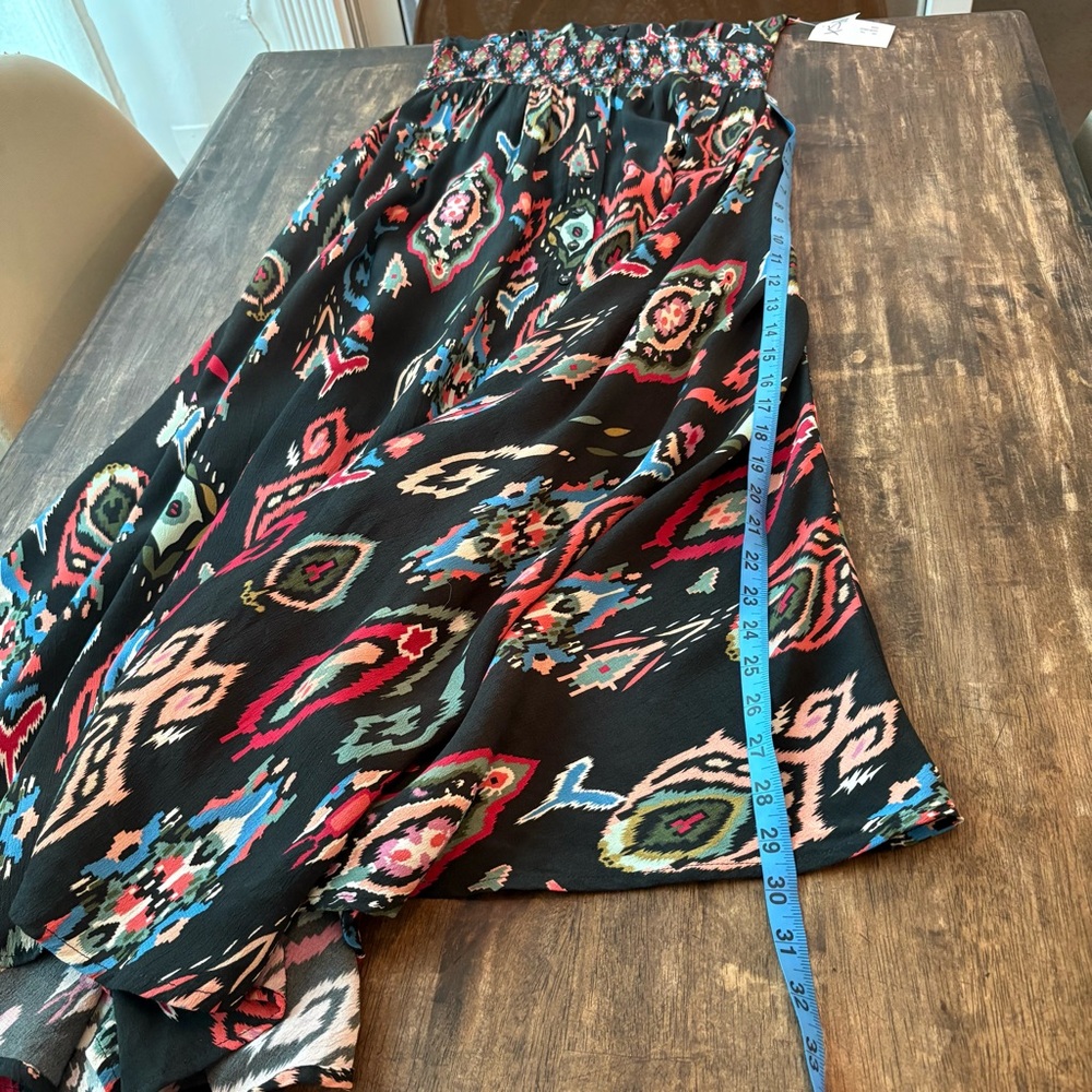 TOLANI Long Black Geometric Tribal Print Asymmetrical Contrast NEW Maxi Dress! - Picture 15 of 16